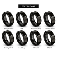 font options for inside engraving on black tripod pot rings