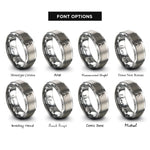 font options for inside engraving on gray tripod pot rings