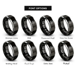 font options for inside engraving on black & grey triquetra accents rings