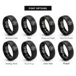 font options for inside engraving on black triquetra accents rings
