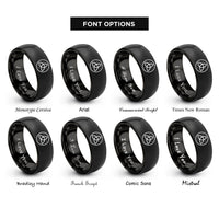 font options for inside engraving on black triquetra accents rings