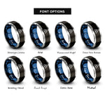 font options for inside engraving on black & blue & gray triquetra rings