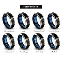 font options for inside engraving on black & blue & silver triquetra rings