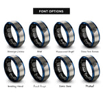 font options for inside engraving on black & blue & silver triquetra rings