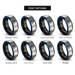 font options for inside engraving on black & blue & silver triquetra rings