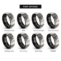 font options for inside engraving on black & silver triquetra rings