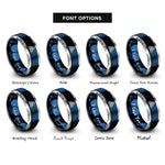 font options for inside engraving on blue & grey triquetra rings