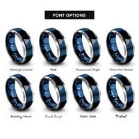 font options for inside engraving on blue & grey triquetra rings