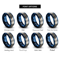 font options for inside engraving on blue & gray triquetra rings