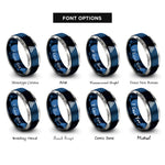 font options for inside engraving on blue & grey triquetra rings
