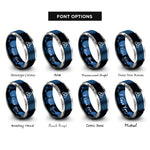 font options for inside engraving on blue & silver triquetra rings