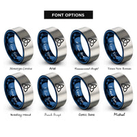 font options for inside engraving on blue & gray triquetra rings