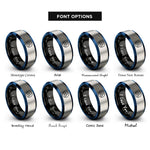 font options for inside engraving on black & blue & gray triquetra circle rings