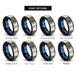 font options for inside engraving on black & blue & grey triquetra circle rings