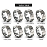 font options for inside engraving on grey triquetra circle rings