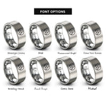font options for inside engraving on gray triquetra circle rings