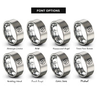 font options for inside engraving on gray triquetra circle rings
