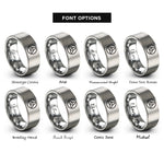 font options for inside engraving on gray triquetra circle rings