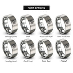 font options for inside engraving on grey triquetra circle rings