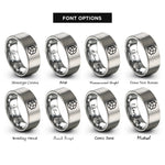 font options for inside engraving on silver triquetra circle rings