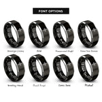 font options for inside engraving on black & gray triquetra cross rings