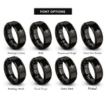 font options for inside engraving on black triquetra cross rings