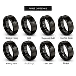 font options for inside engraving on black triquetra cross circle rings