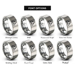 font options for inside engraving on gray triquetra rings