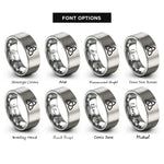 font options for inside engraving on silver triquetra rings