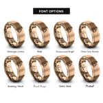 font options for inside engraving on rose gold triquetra heart rings