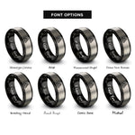 font options for inside engraving on black & silver triquetra knot rings