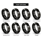 font options for inside engraving on black & silver triquetra knot rings