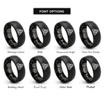font options for inside engraving on black triquetra knot rings