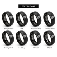 font options for inside engraving on black triquetra knot rings