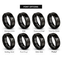 font options for inside engraving on black triquetra knot rings