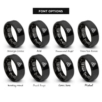 font options for inside engraving on black triquetra knot rings