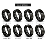 font options for inside engraving on black triquetra repeat band rings