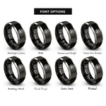 font options for inside engraving on black & silver triquetra rope rings