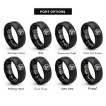 font options for inside engraving on black triquetra rope rings