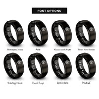 font options for inside engraving on black triquetra rope rings