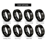 font options for inside engraving on black triquetra rope rings