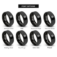 font options for inside engraving on black triquetra rope rings