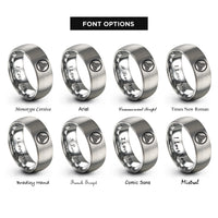 font options for inside engraving on grey triquetra rope rings