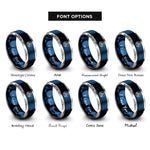 font options for inside engraving on blue & grey triquetra seal circle rings