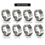font options for inside engraving on grey triquetra seal circle rings