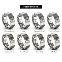 font options for inside engraving on grey triquetra seal circle rings