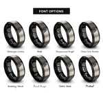 font options for inside engraving on black & grey triquetra trinity knot rings