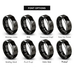 font options for inside engraving on black & gray triquetra trinity knot rings