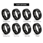 font options for inside engraving on black triquetra trinity knot rings