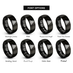 font options for inside engraving on black triquetra trinity knot rings